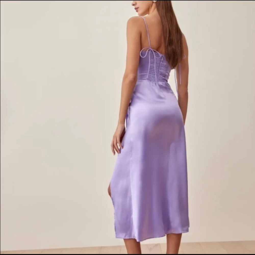 Reformation Marguerite Silk Dress in Lilac - Picture 4 of 6